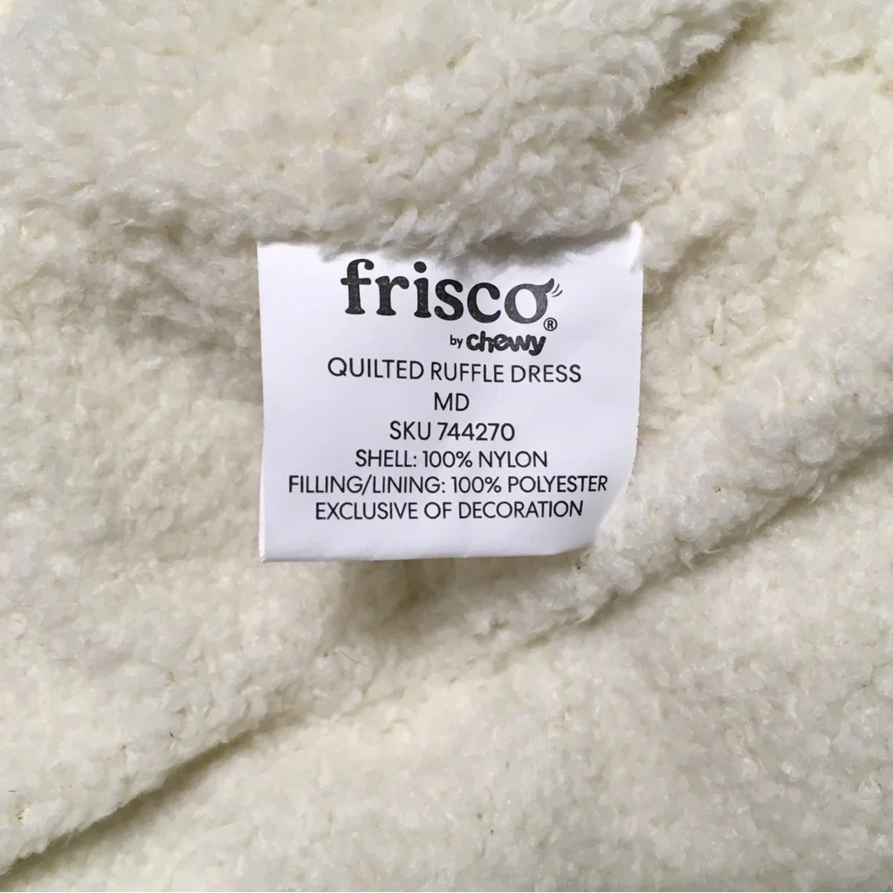 Frisco Pet Apparel M Dog / Cat Faux Fur Trim Cream Ruffle Vest Dress